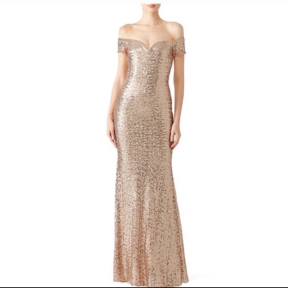 Badgley Mischka Blush/Rose Gold Sequin Gown